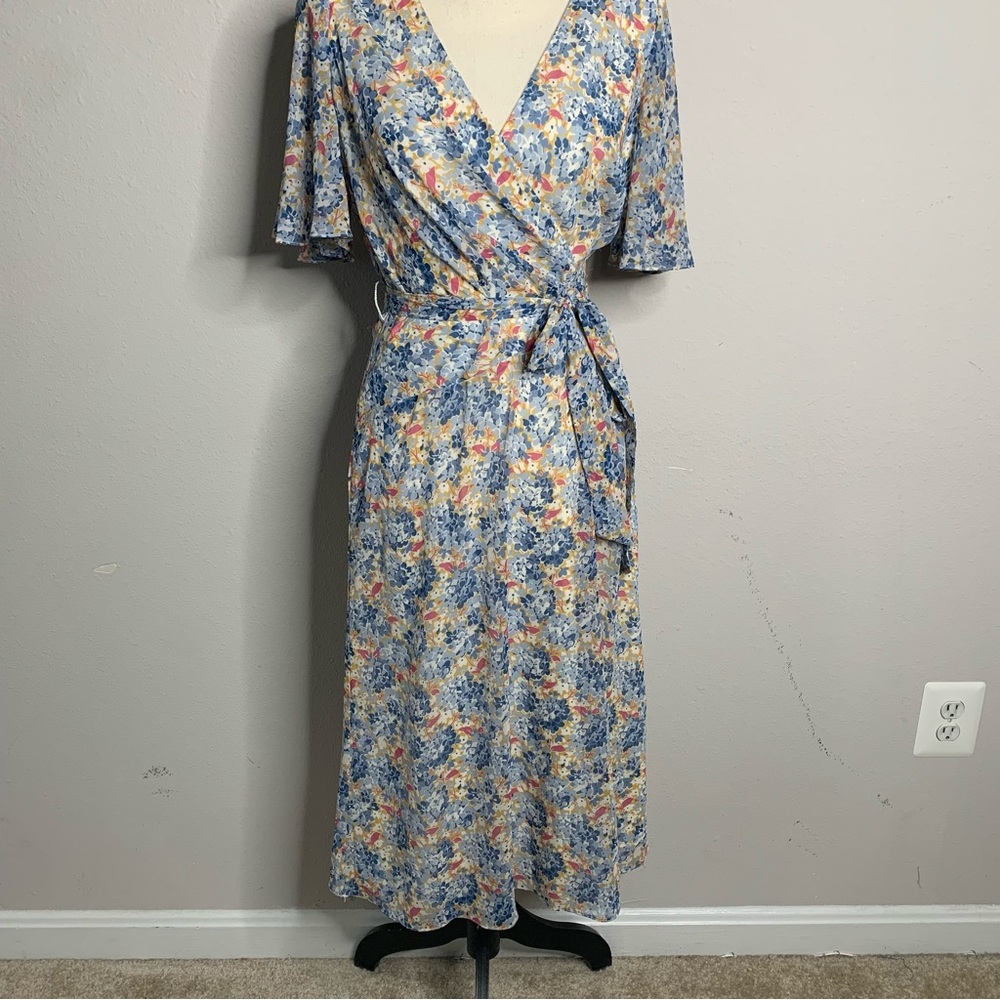 Lauren Ralph Lauren Floral Georgette Faux Wrap Midi Dress - Picture 6 of 14